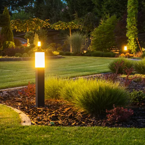 Modern backyard outdoor LED lighting system installed by Mr. Bright Electric
